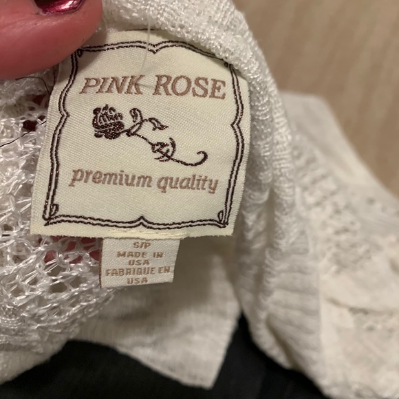 Small Pink Rose White Lace Sheer Cardigan - Picture 4 of 4